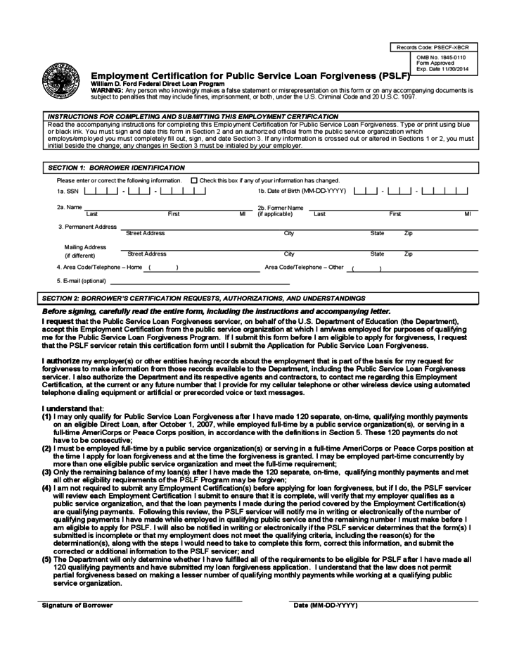 Myfedloan PSLF Form