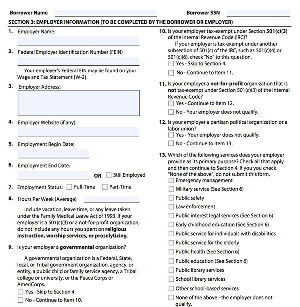 PSLF Verification Form
